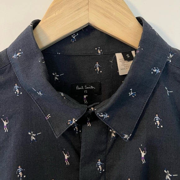 PS Paul Smith Navy Athlete Print Button-Down Shirt - Picture 3 of 3